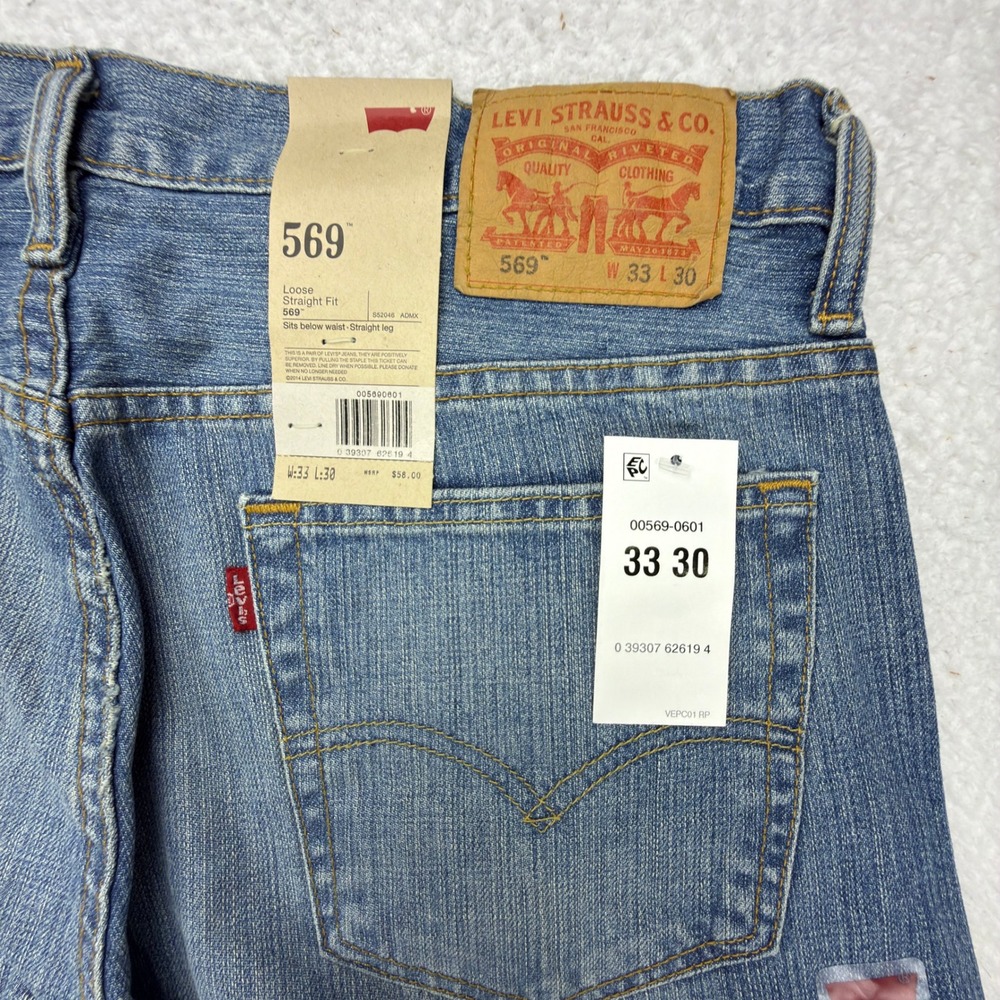 Levis 569 Loose Straight Fit Denim‎ Blue Jeans Mens 33x30 NWT